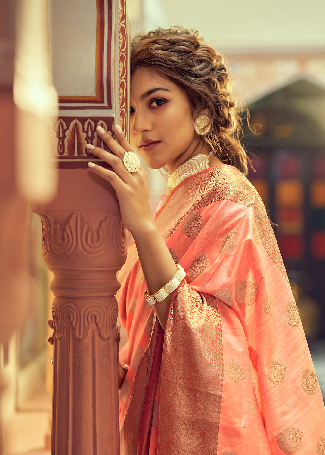 Stunning Orange Soft Tussar Saree
