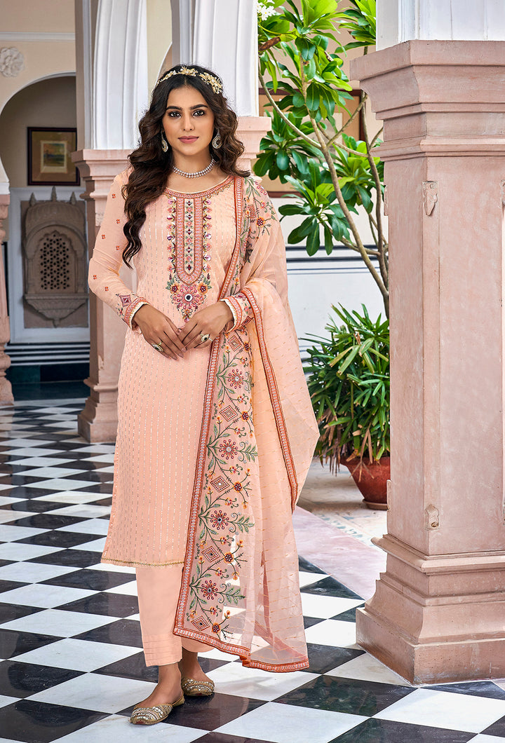 Readymade Peach Designer Salwar Kameez
