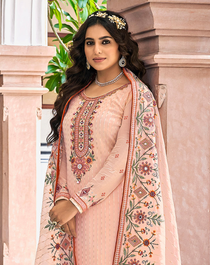 Readymade Peach Designer Salwar Kameez