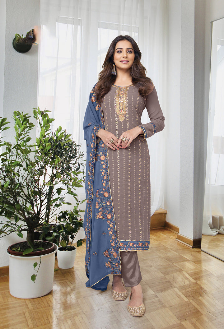 Readymade Light Brown Designer Salwar Kameez
