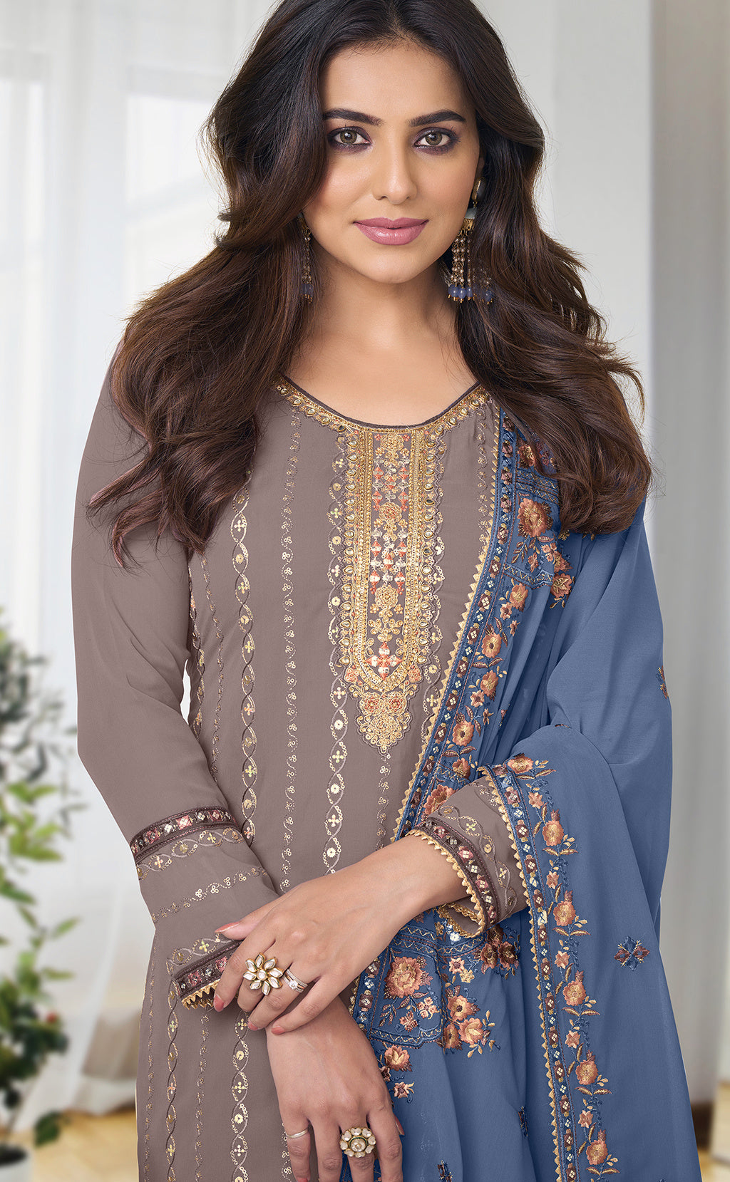 Readymade Light Brown Designer Salwar Kameez