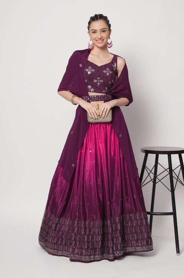 Exquisite Dark Purple Partywear Lehenga Choli
