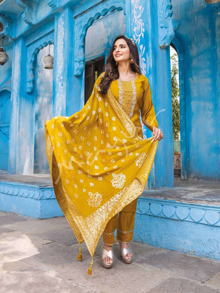 Designer Readymade Salwar Kameez in Yellow