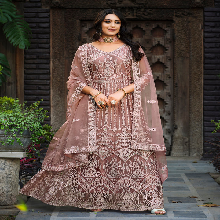 Elegant Pink Designer Gown Anarkali Suit