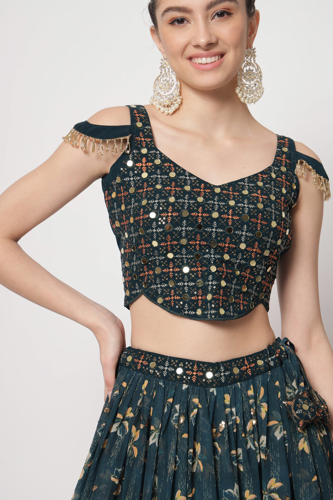 Glamorous Green Partywear Lehenga Choli