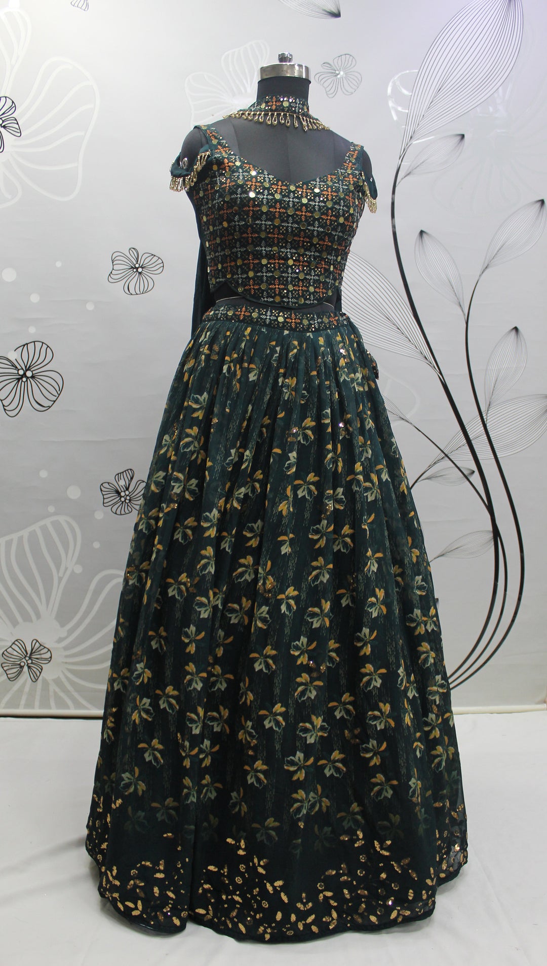 Glamorous Green Partywear Lehenga Choli