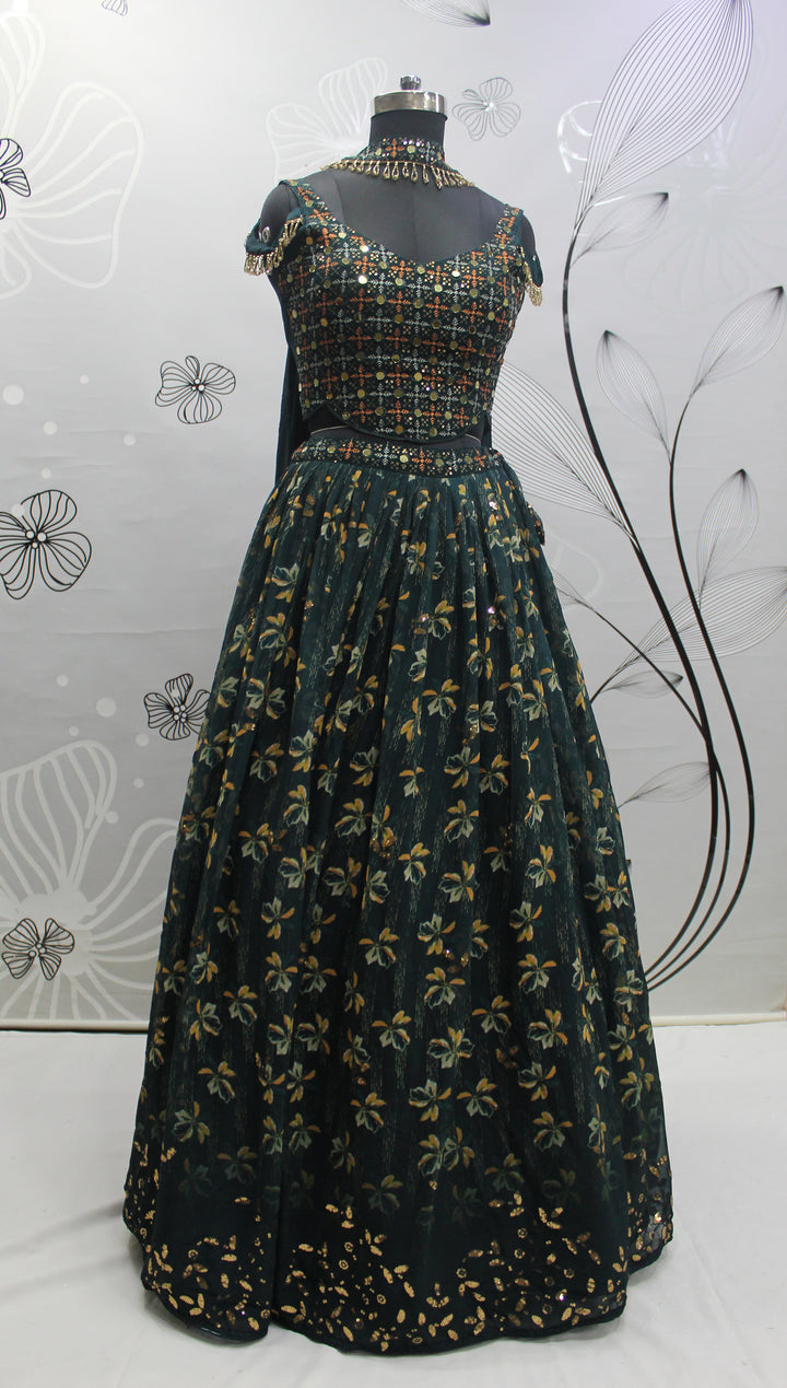 Glamorous Green Partywear Lehenga Choli