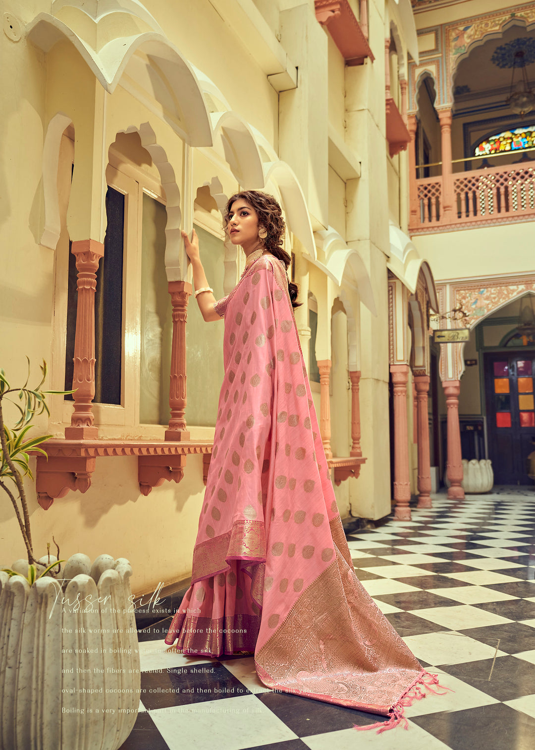 Perfect Elegant Pink Soft Tussar Saree