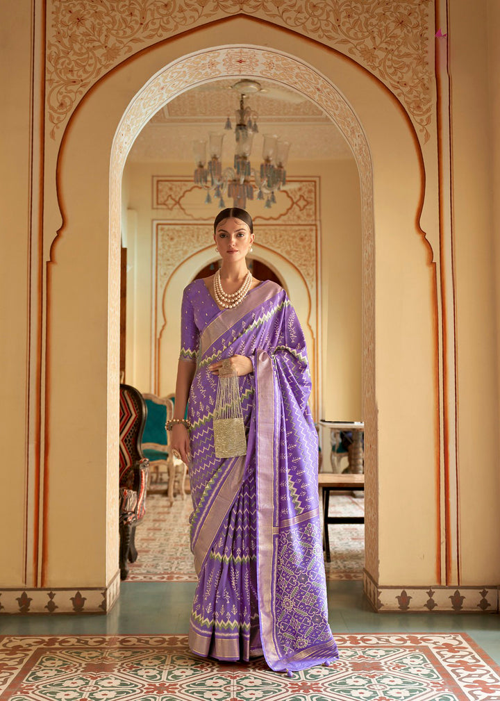 Indian Patola Silk Saree in Purple