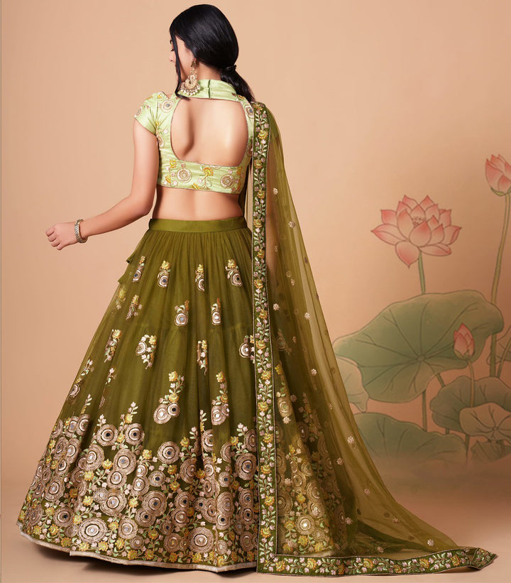 Mehndi Green Designer Lehenga Choli