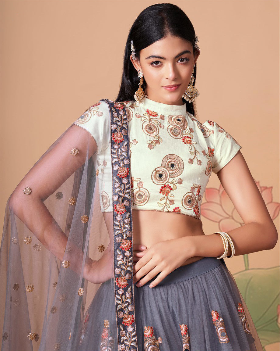 Grey Designer Lehenga Choli