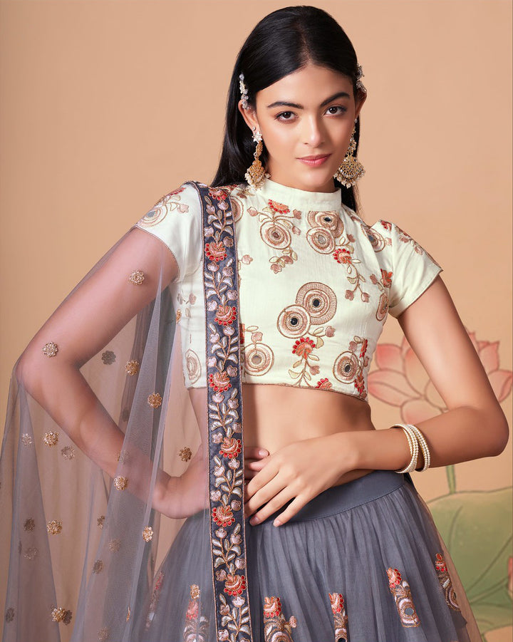 Grey Designer Lehenga Choli