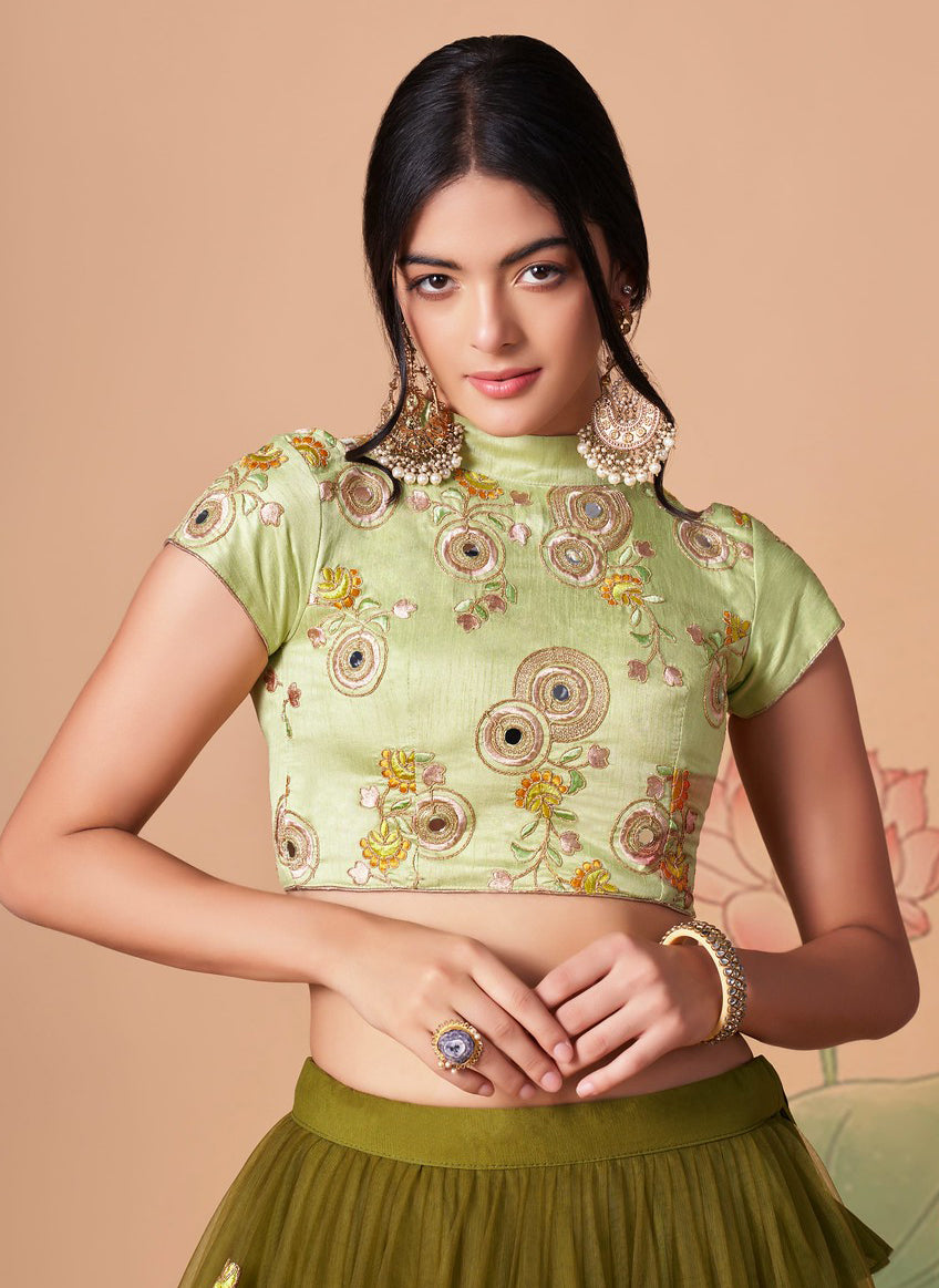 Mehndi Green Designer Lehenga Choli