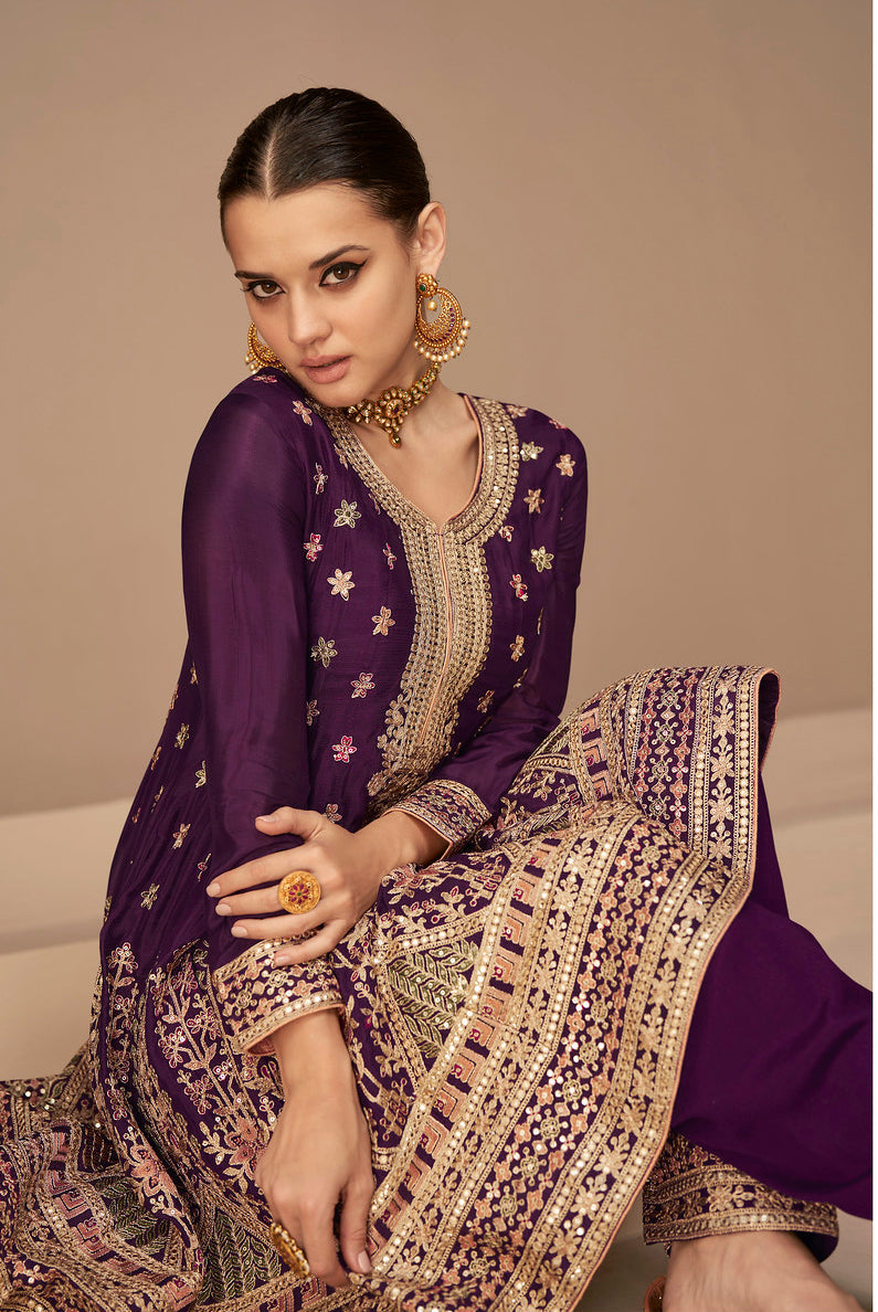 Designer Salwar Kameez in Wine