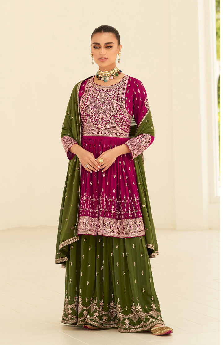 Stylish Pink Designer Stitched Palazzo Salwar Suit