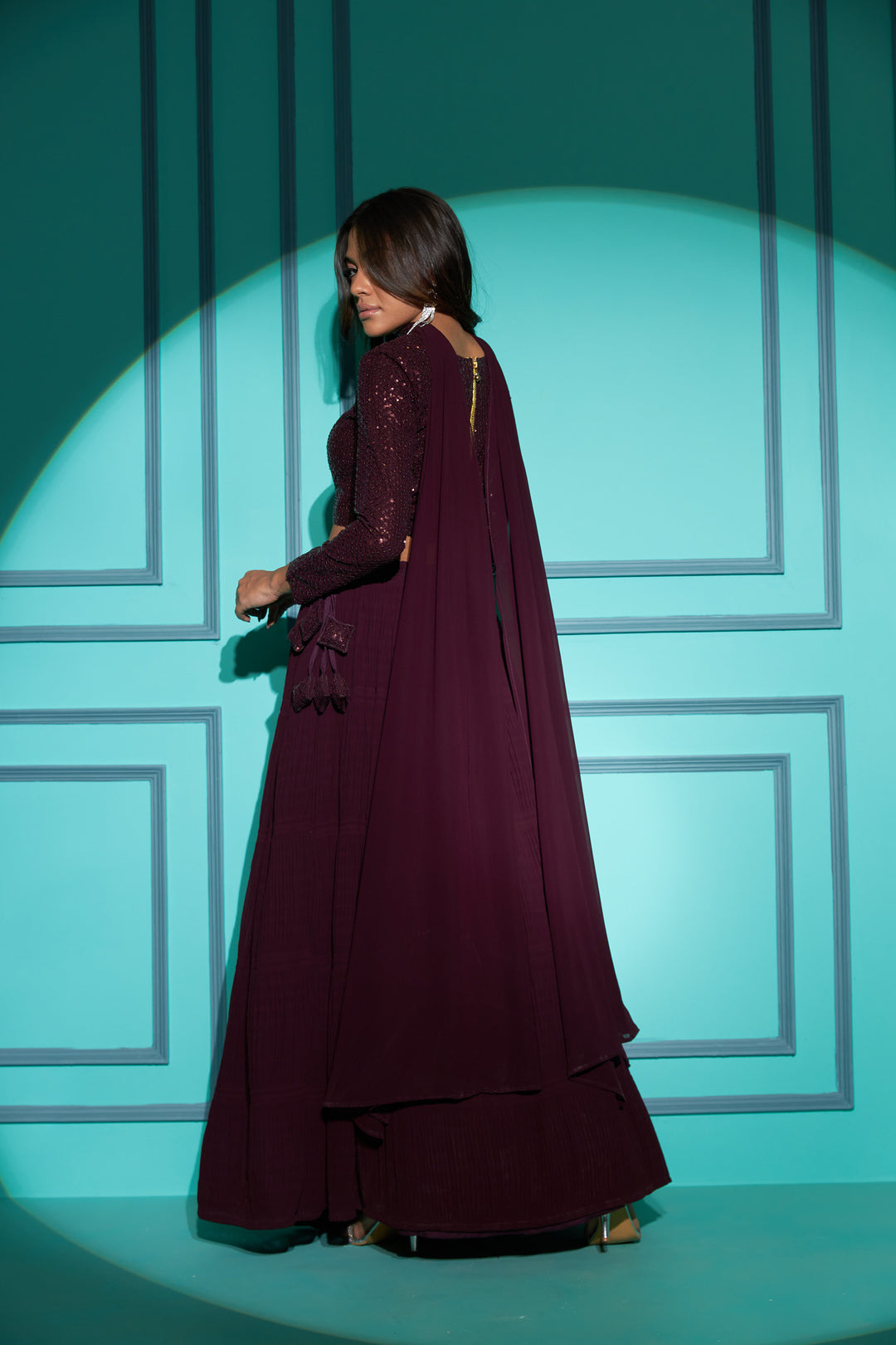 Stunning Purple Georgette Party Wear Lehenga Choli