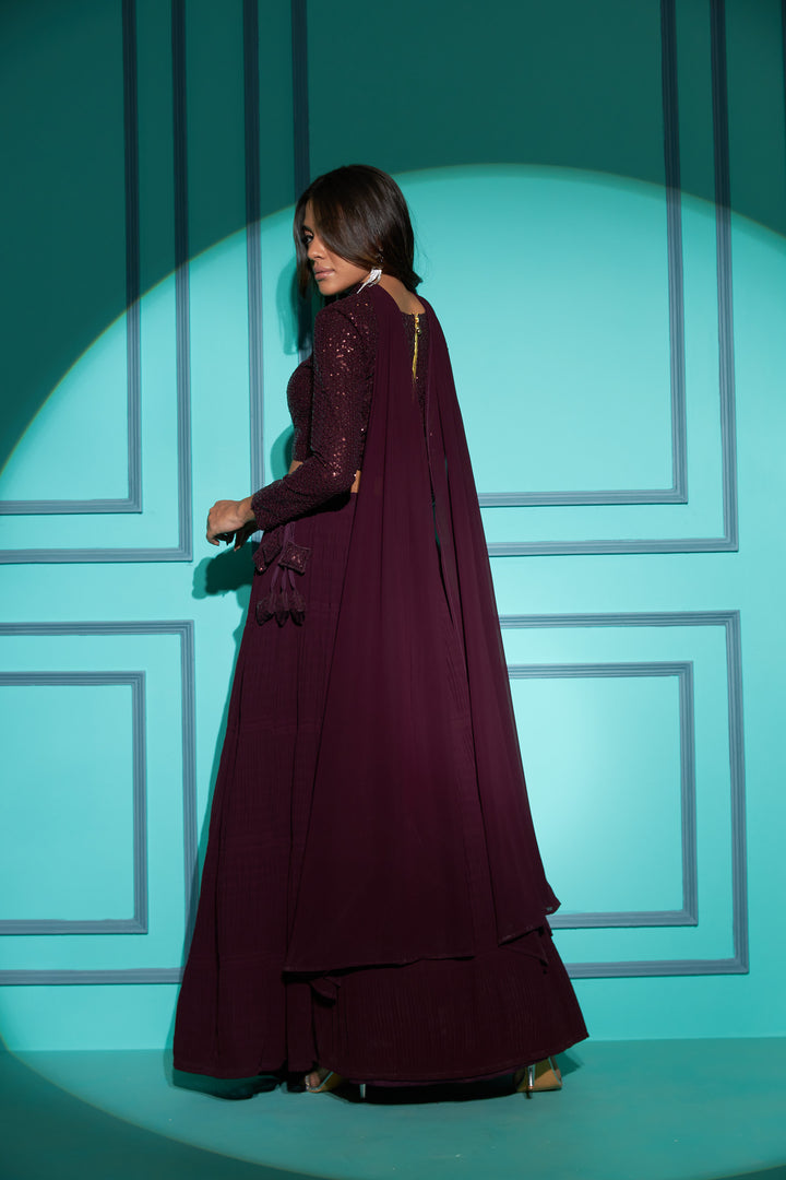 Stunning Purple Georgette Party Wear Lehenga Choli