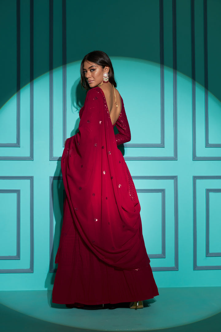 Pink Georgette Designer Party Wear Lehenga Choli