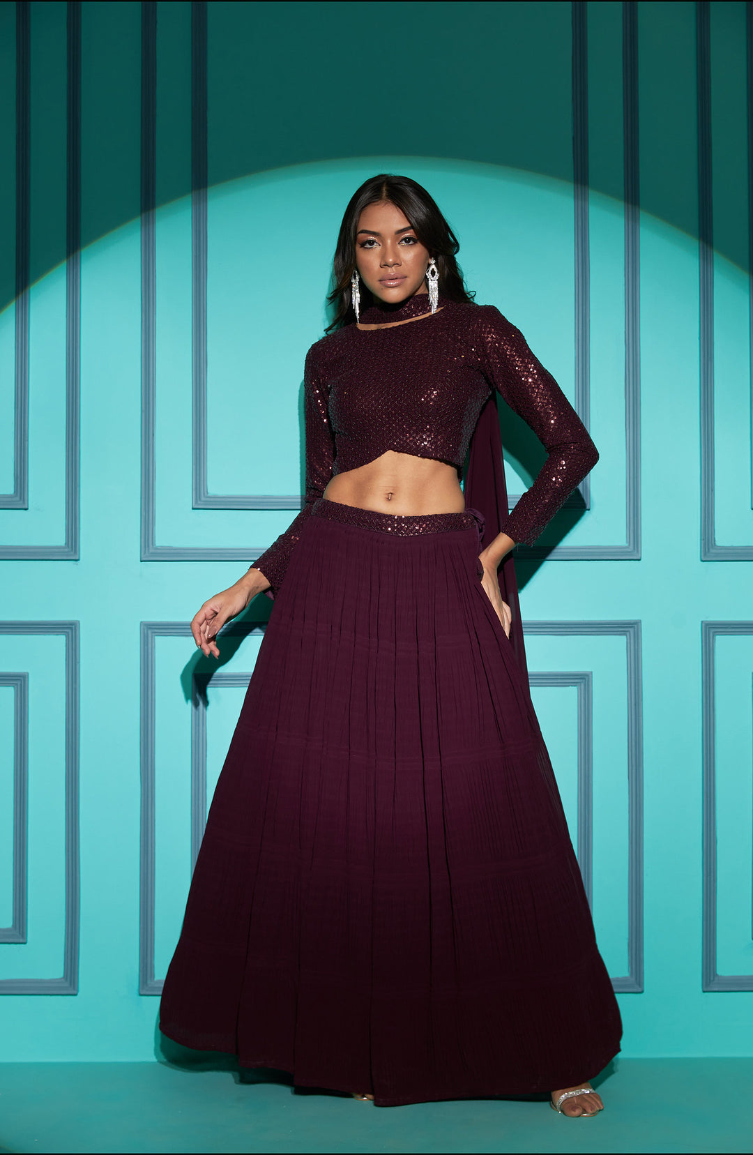 Stunning Purple Georgette Party Wear Lehenga Choli