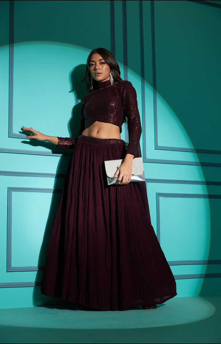 Stunning Purple Georgette Party Wear Lehenga Choli