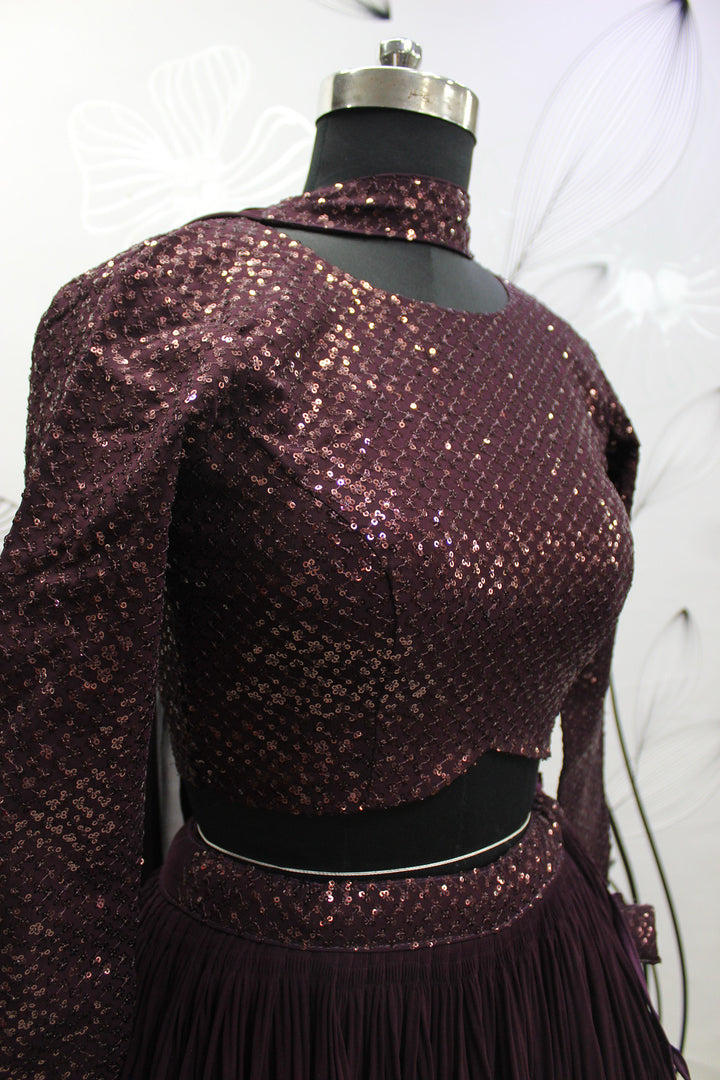 Stunning Purple Georgette Party Wear Lehenga Choli