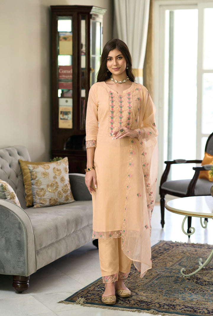 Readymade Peach Perfection: Designer Indian Salwar Kameez
