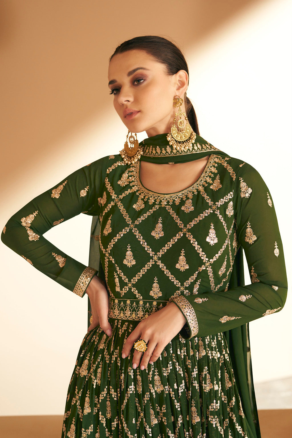 Designer Green Anarkali