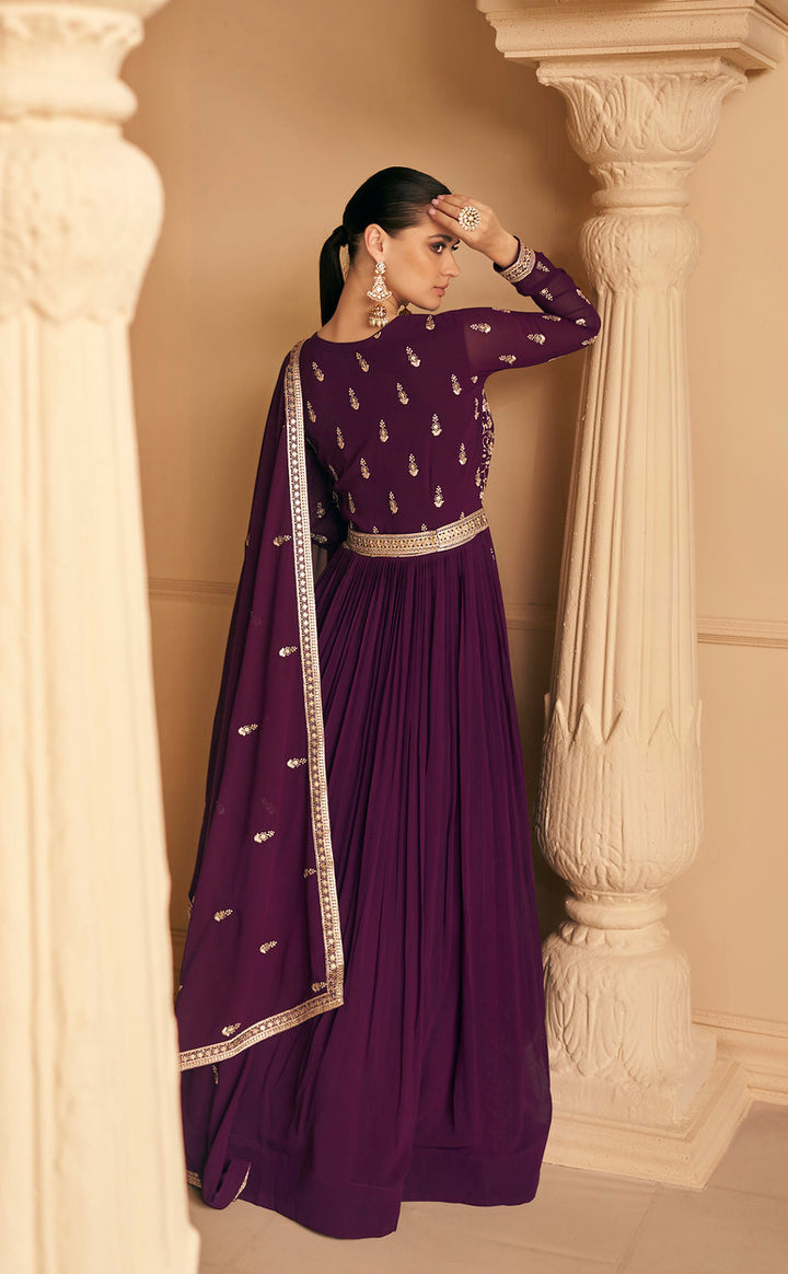 Wine-Colored Designer Anarkali