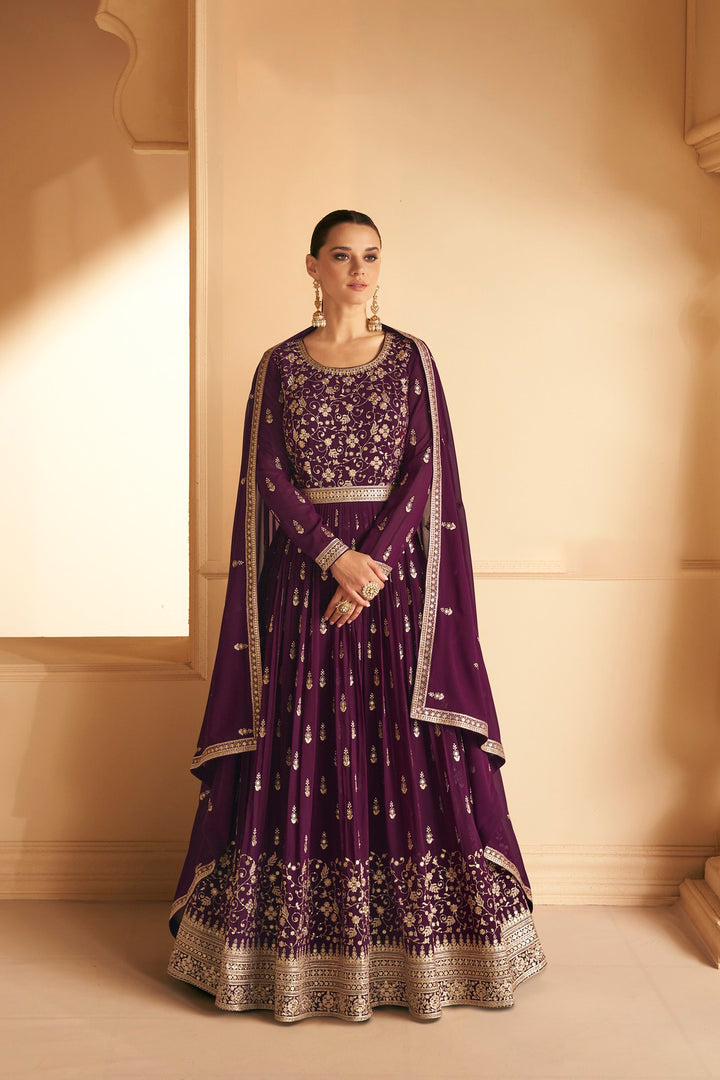 Wine-Colored Designer Anarkali