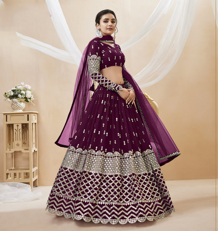 Exquisite Elegance Wine Lehenga Choli