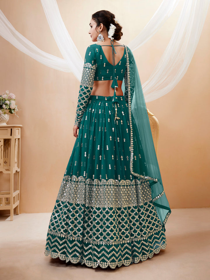 Indian Lehenga Choli in Bottle Green