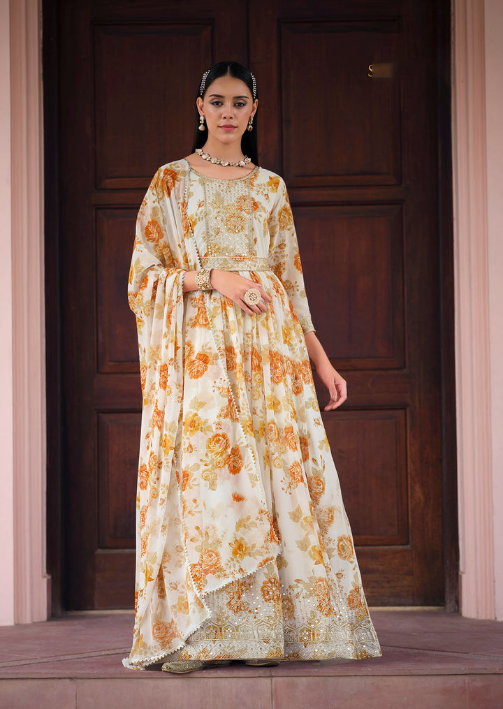 Elegant White Indian Partywear Gown