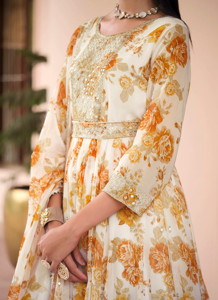 Elegant White Indian Partywear Gown