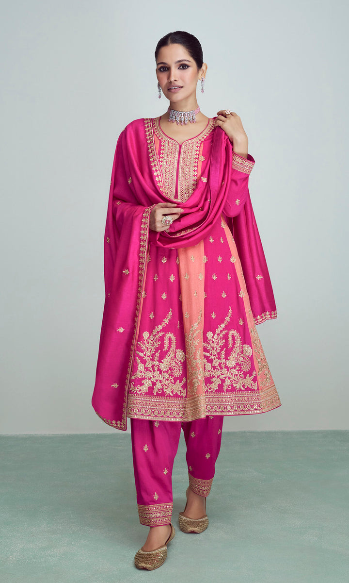 Radiant Pink Premium Silk Indian Salwar Kameez