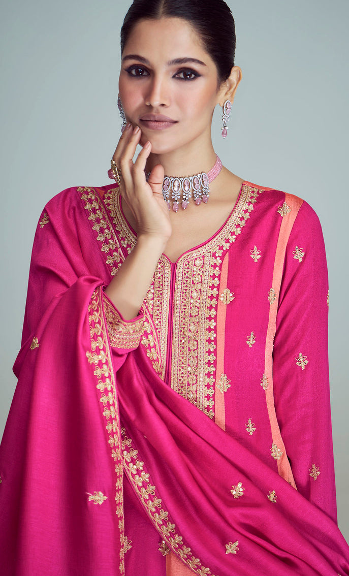 Radiant Pink Premium Silk Indian Salwar Kameez