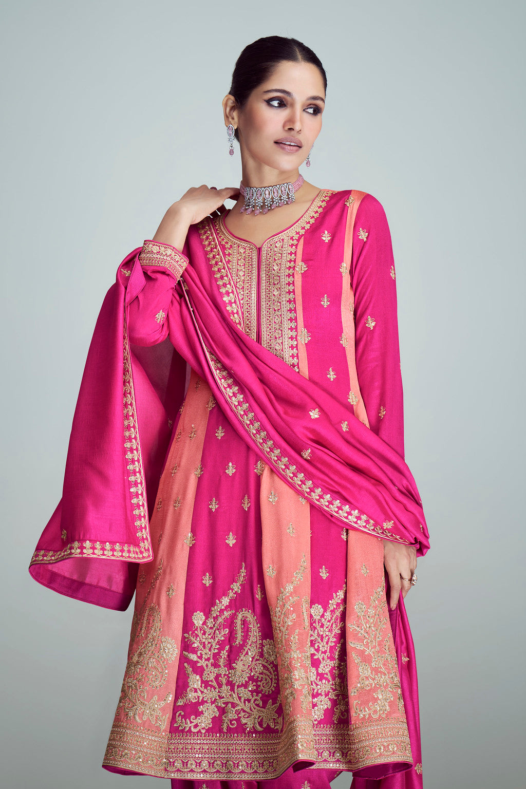 Radiant Pink Premium Silk Indian Salwar Kameez