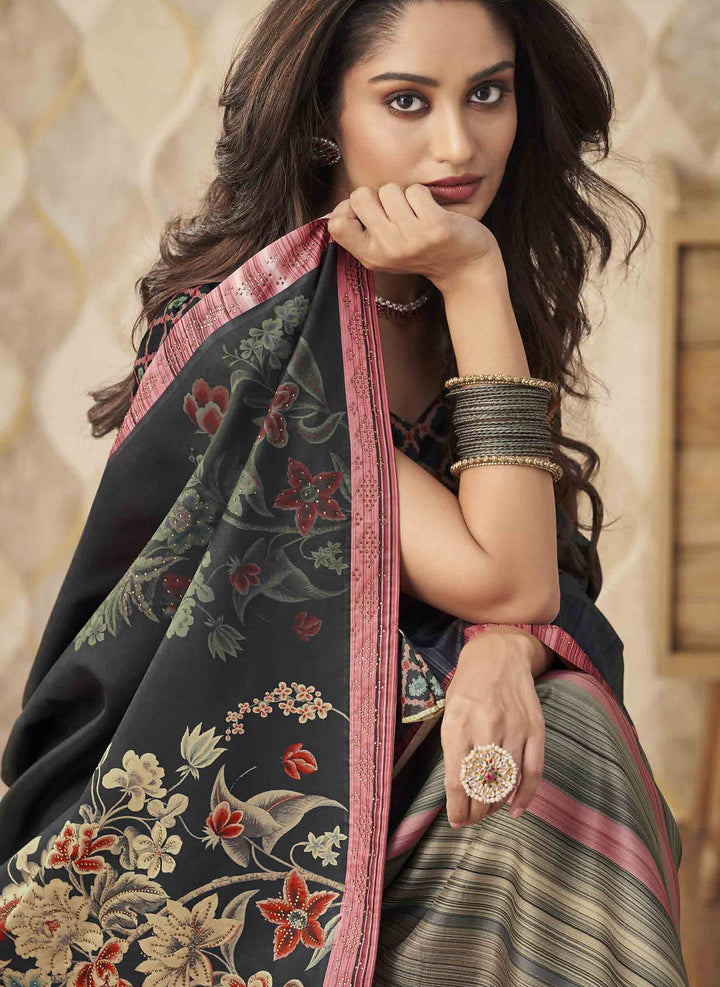 Designer Indian Saree in Grey