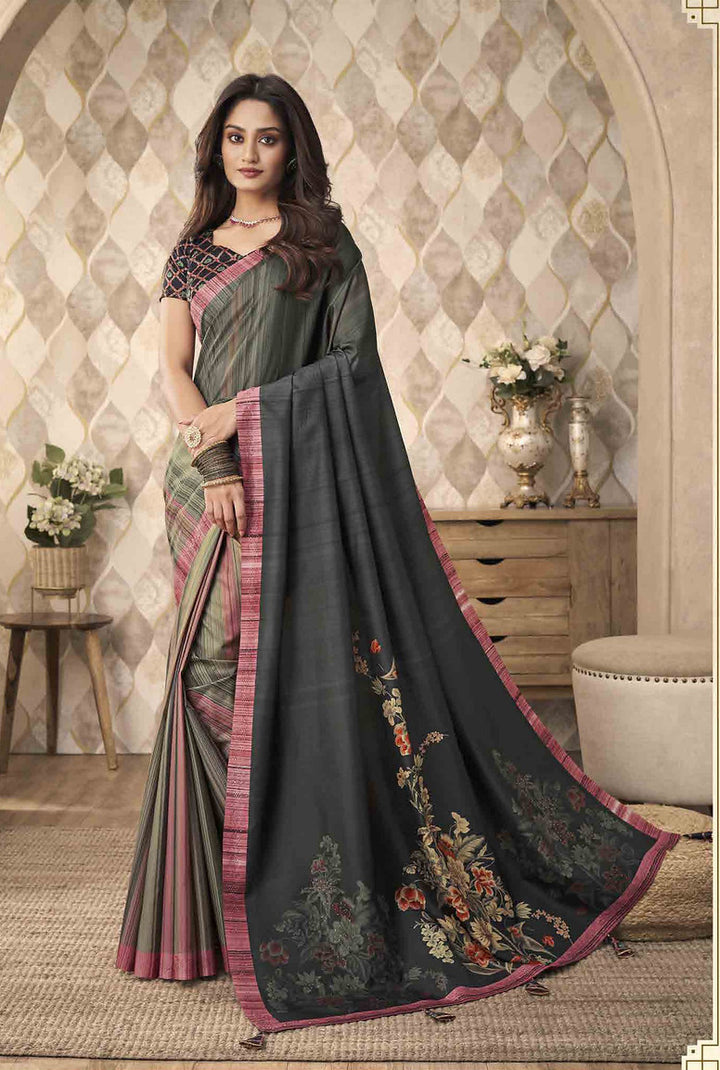 Designer Indian Saree in Grey