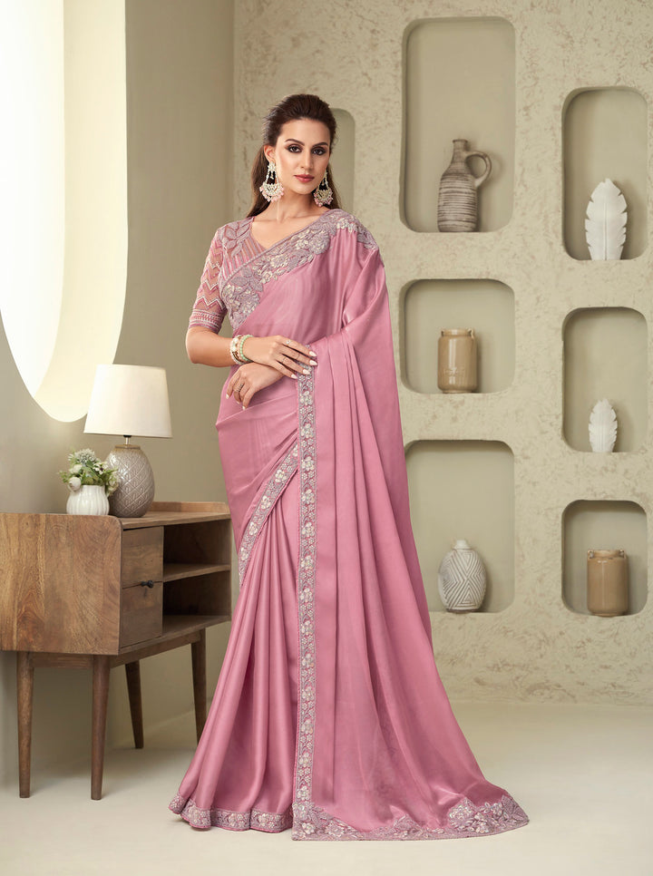 Elegant Pink Designer Saree