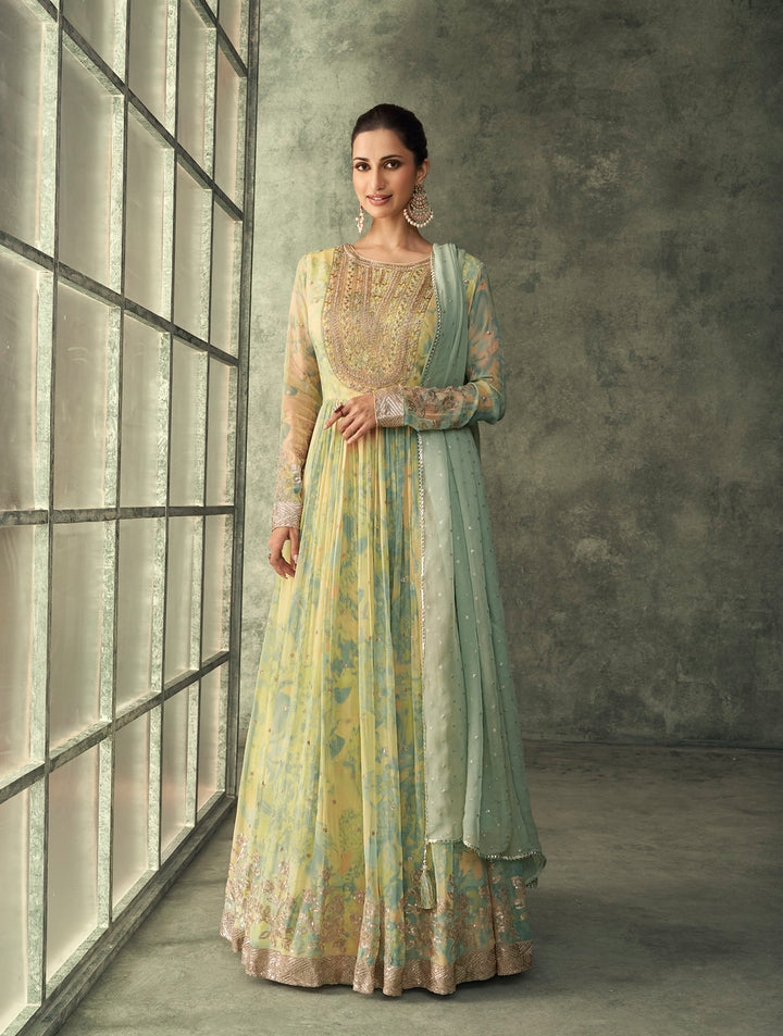 Elegant Indian Designer Light Yellow Gown