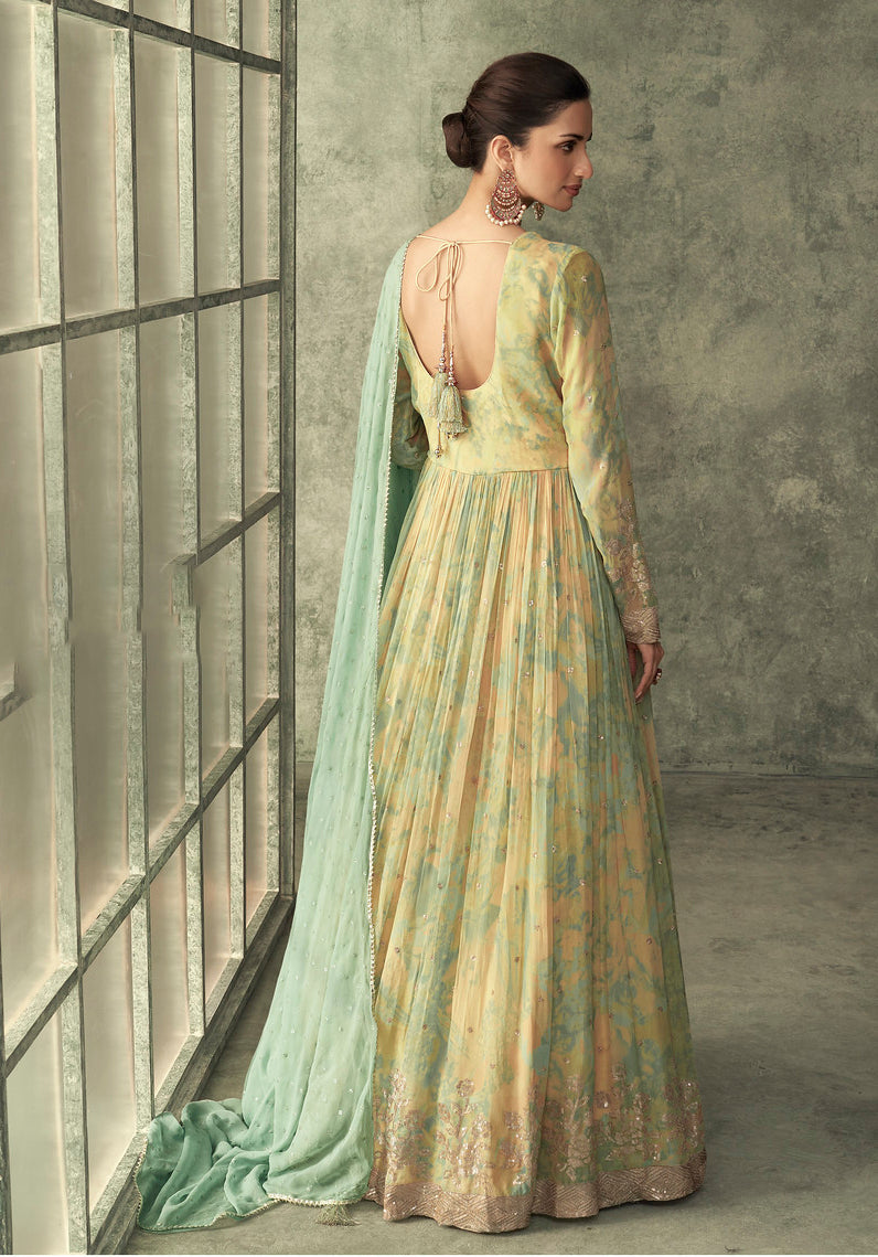 Elegant Indian Designer Light Yellow Gown