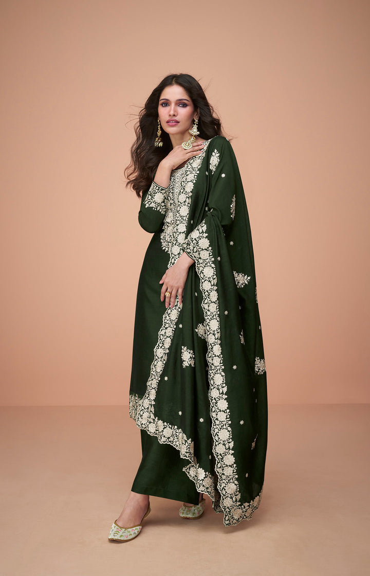 Indian Salwar Kameez Online in Green Color