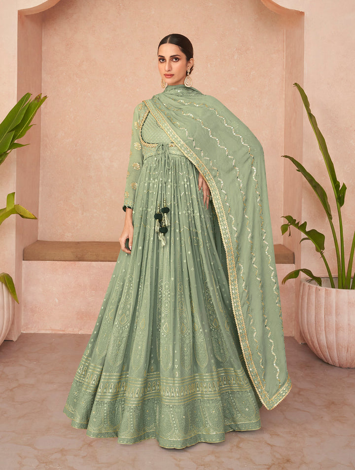 Graceful Light Green Indian Anarkali