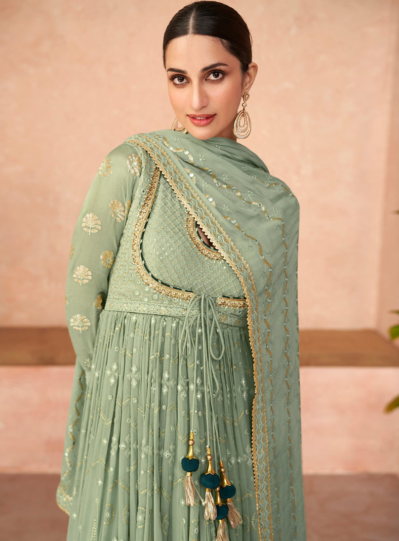 Graceful Light Green Indian Anarkali