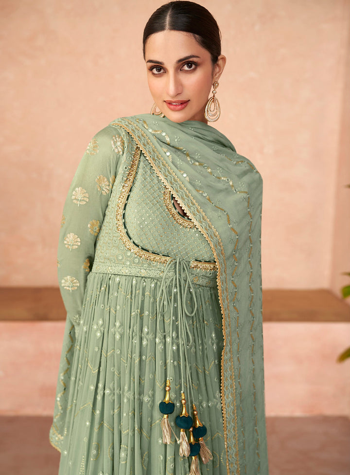 Graceful Light Green Indian Anarkali