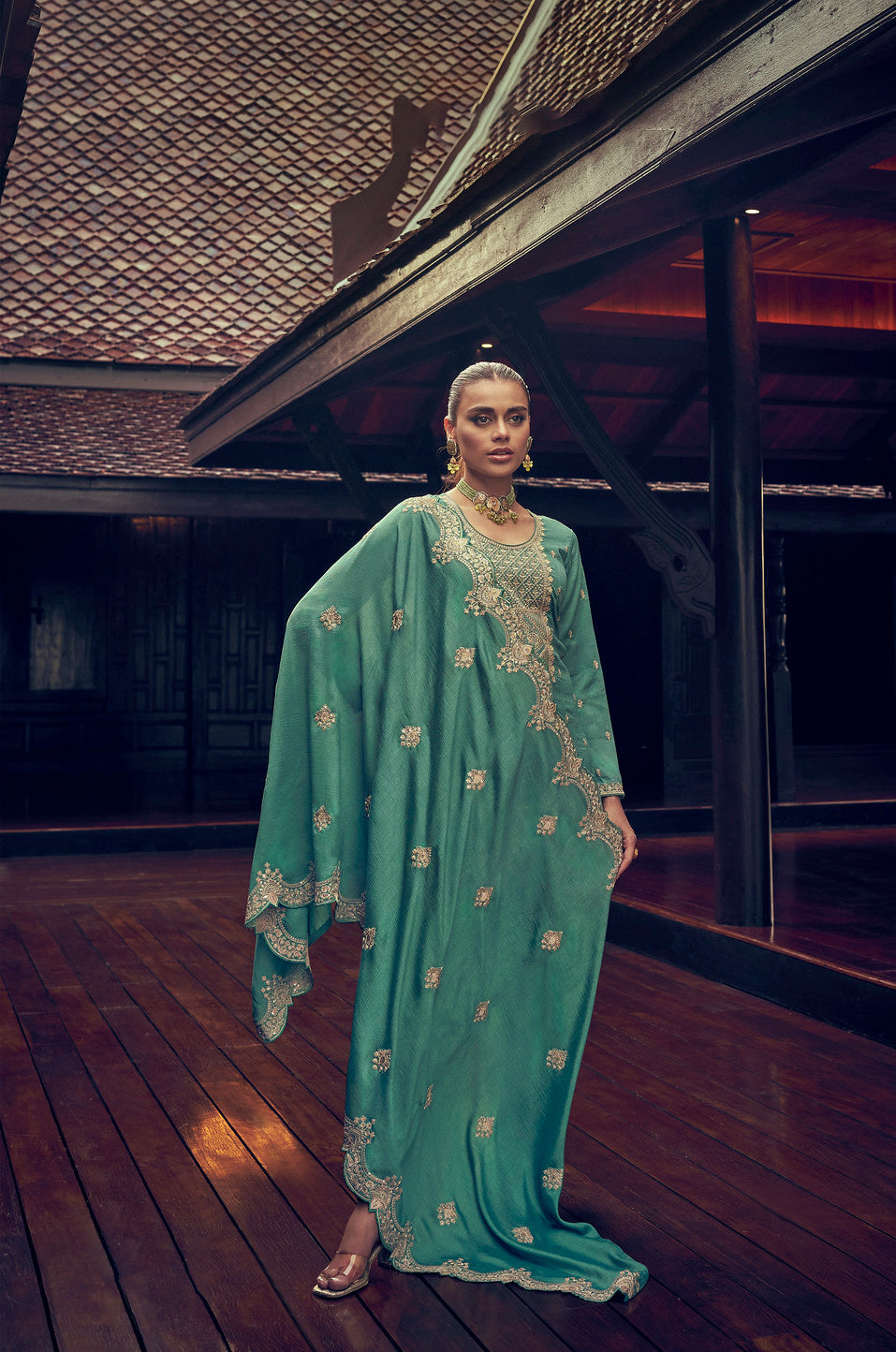 Serenely Beautiful Bottle Green Premium Silk