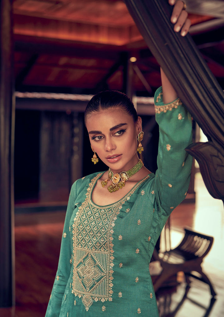 Serenely Beautiful Bottle Green Premium Silk