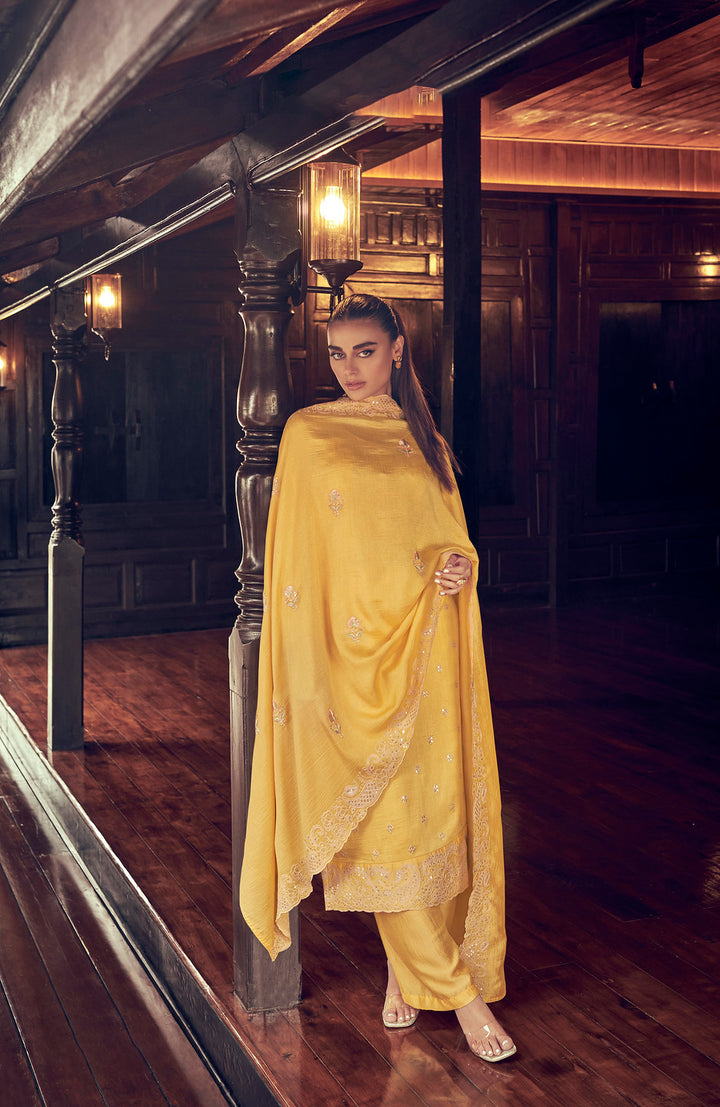 Elegant Yellow Premium Silk Indian Salwar Kameez