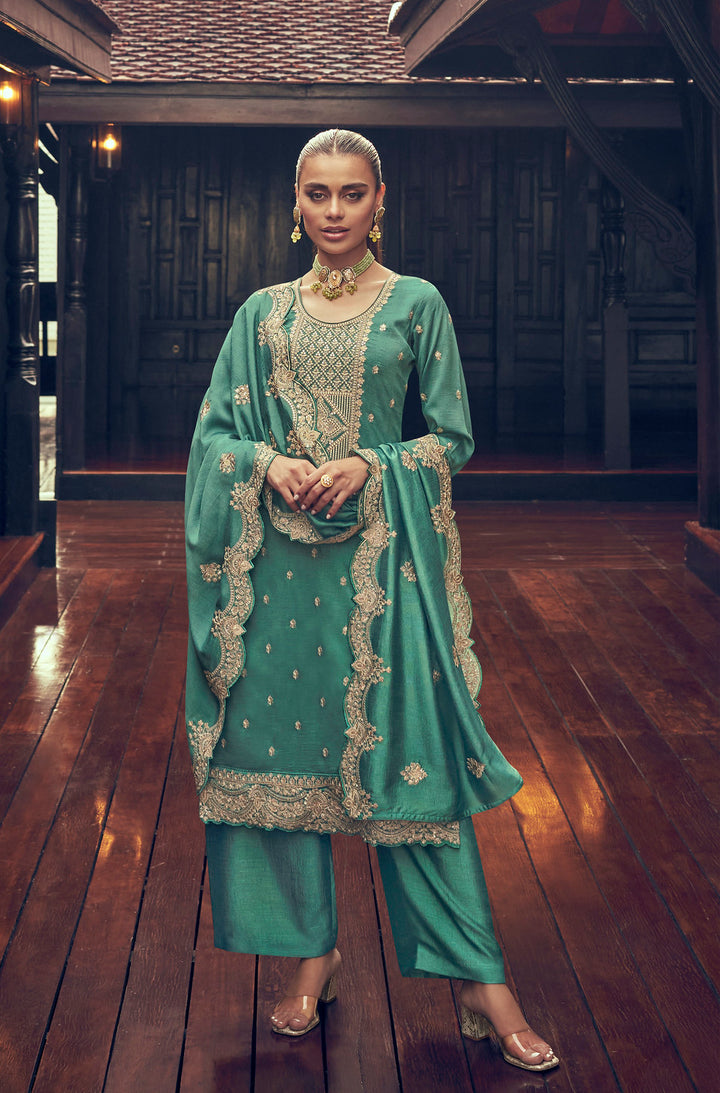 Serenely Beautiful Bottle Green Premium Silk