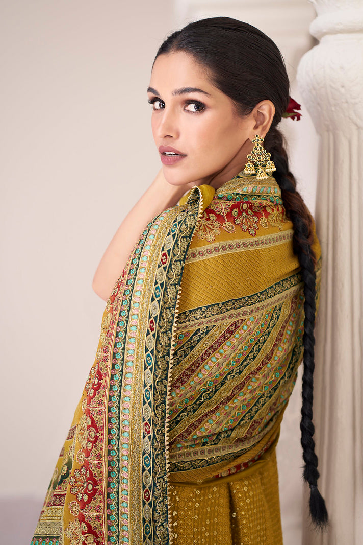 Yellow Premium Silk Indian Sharara
